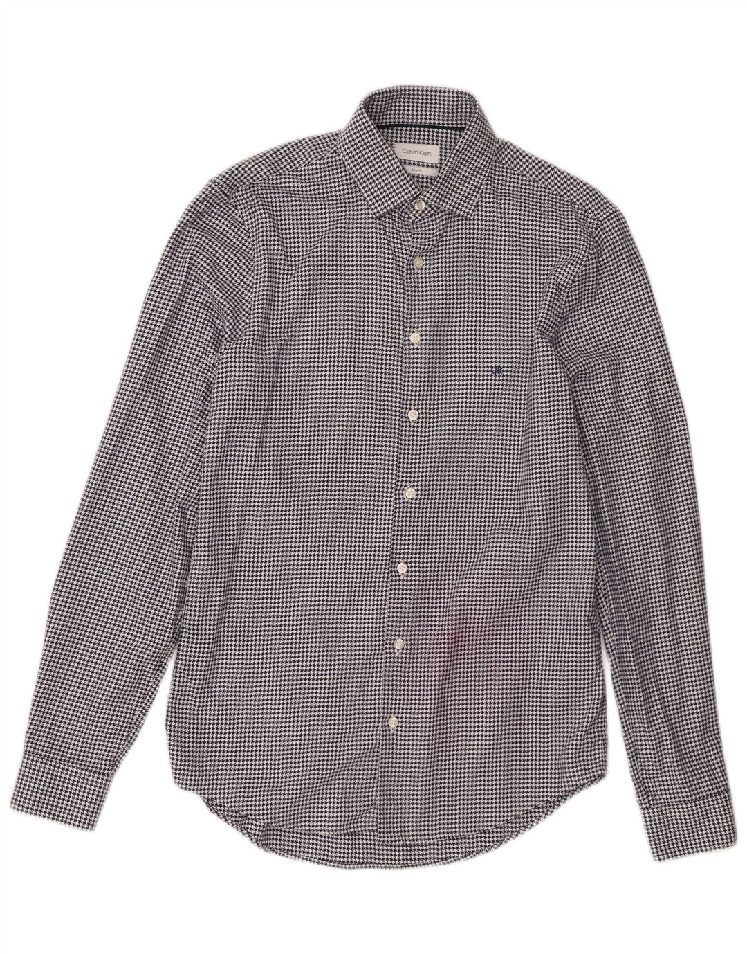 Calvin Klein herreskjorte str. 38 15 Mellem marineblå Houndstooth Designer