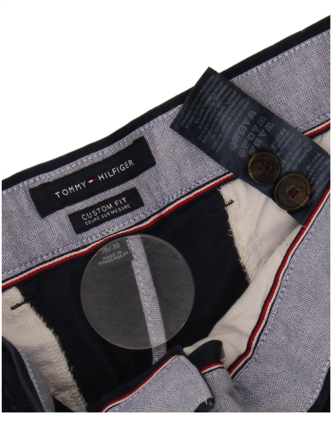 TOMMY HILFIGER Herre Custom Fit Chino Bukser W38 L30 Marineblå Bomuld