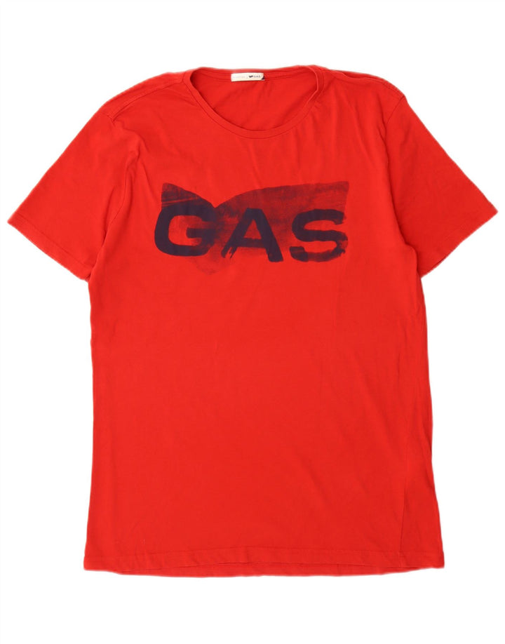 Gas Herre Grafisk T-Shirt Top XL Rød Bomuld