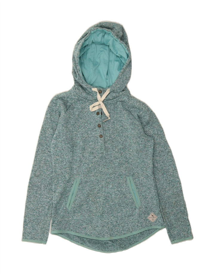 EDDIE BAUER Womens Button Neck Hoodie Jumper UK 10 Small Turquoise Vintage Eddie Bauer and Second-Hand Eddie Bauer from Messina Hembry 
