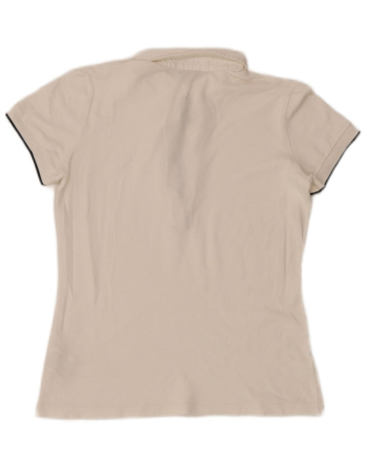 Fred Perry Dame Flæse Front Polo Shirt UK 10 Small White Bomuld
