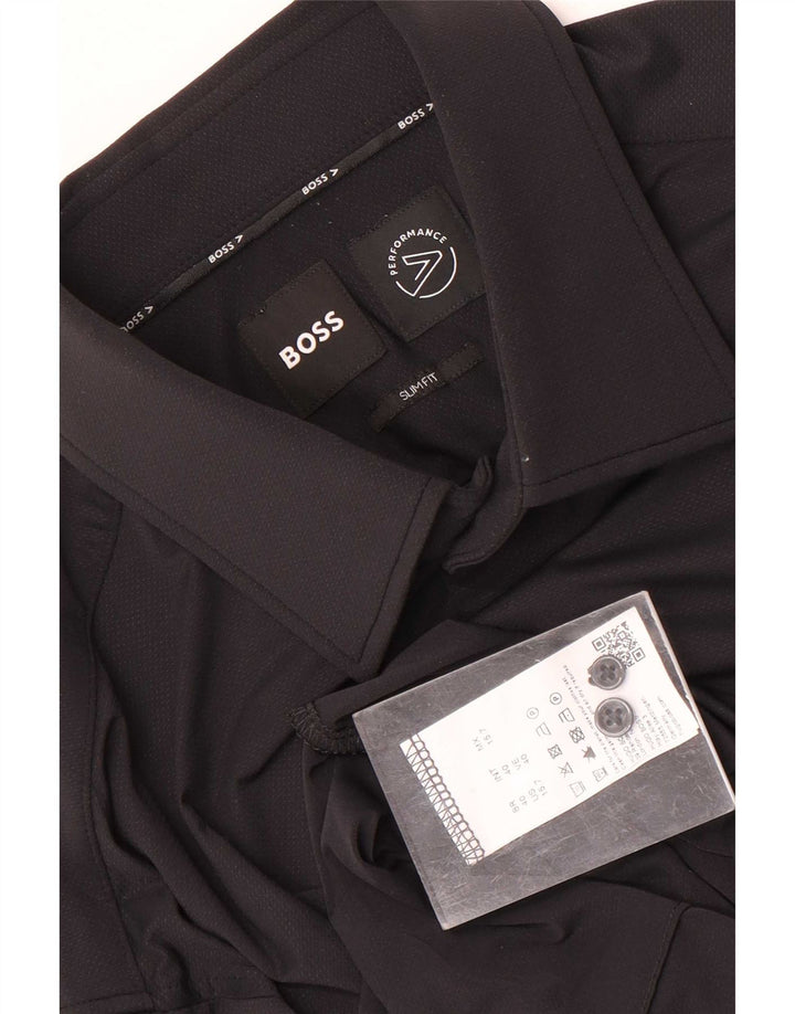 Hugo Boss Herre Slim Fit Skjorte Størrelse 40 Medium Sort Polyamid