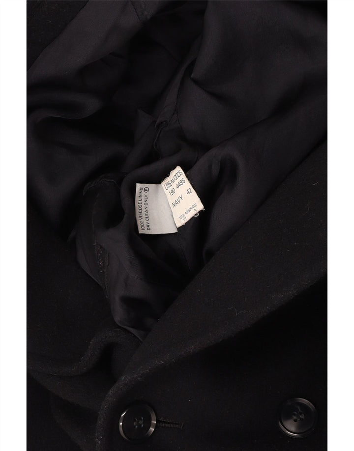 VINTAGE Dobbeltradet frakke til mænd UK 42 XL marineblå uld