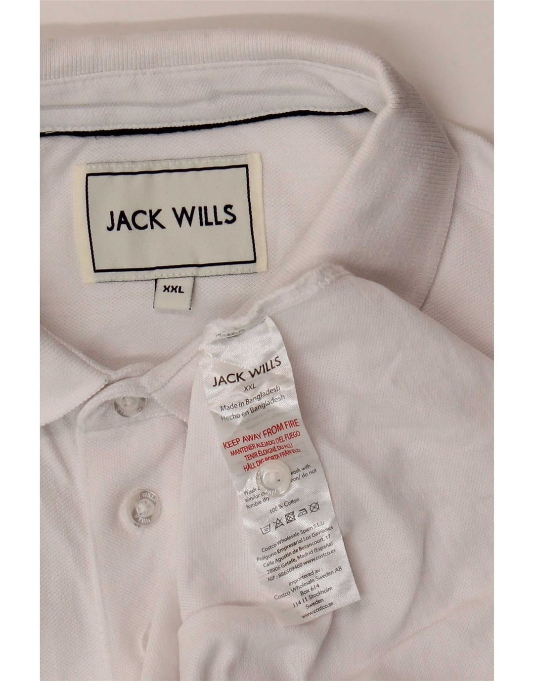 Jack Wills herre poloshirt 2XL hvid bomuld