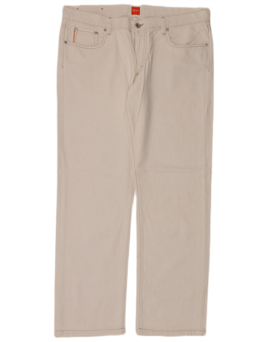 Hugo Boss Straight Jeans til mænd W38 L34 Hvid Bomuld