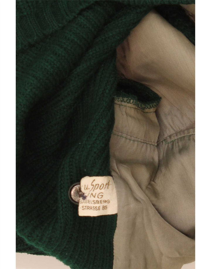 Vintage herre læder cardigan sweater EU 50 Medium Green