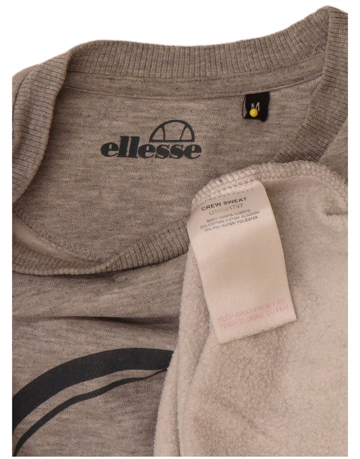 Ellesse Herre Grafisk Sweatshirt Jumper Medium Grey Flecked Bomuld