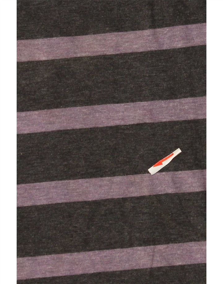 Billig mandags T-shirt top mellem grå stribet polyester