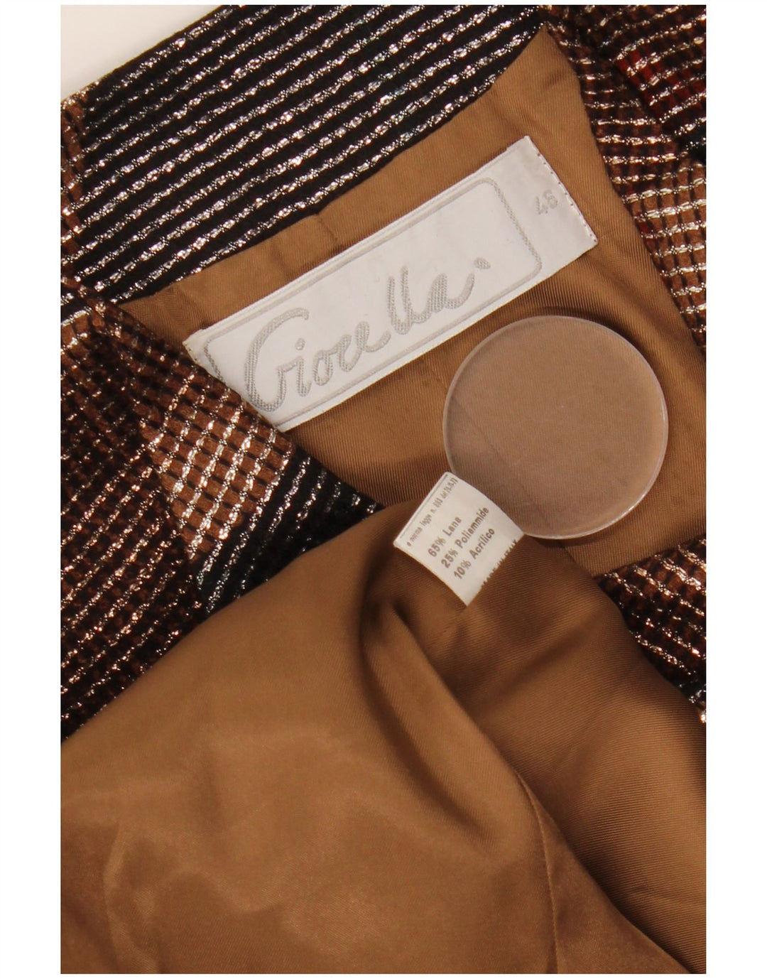 VINTAGE Dame 1 Knap Blazer Jakke IT 46 Stor Flerfarvet Geometrisk