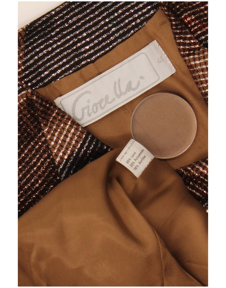 VINTAGE Dame 1 Knap Blazer Jakke IT 46 Stor Flerfarvet Geometrisk