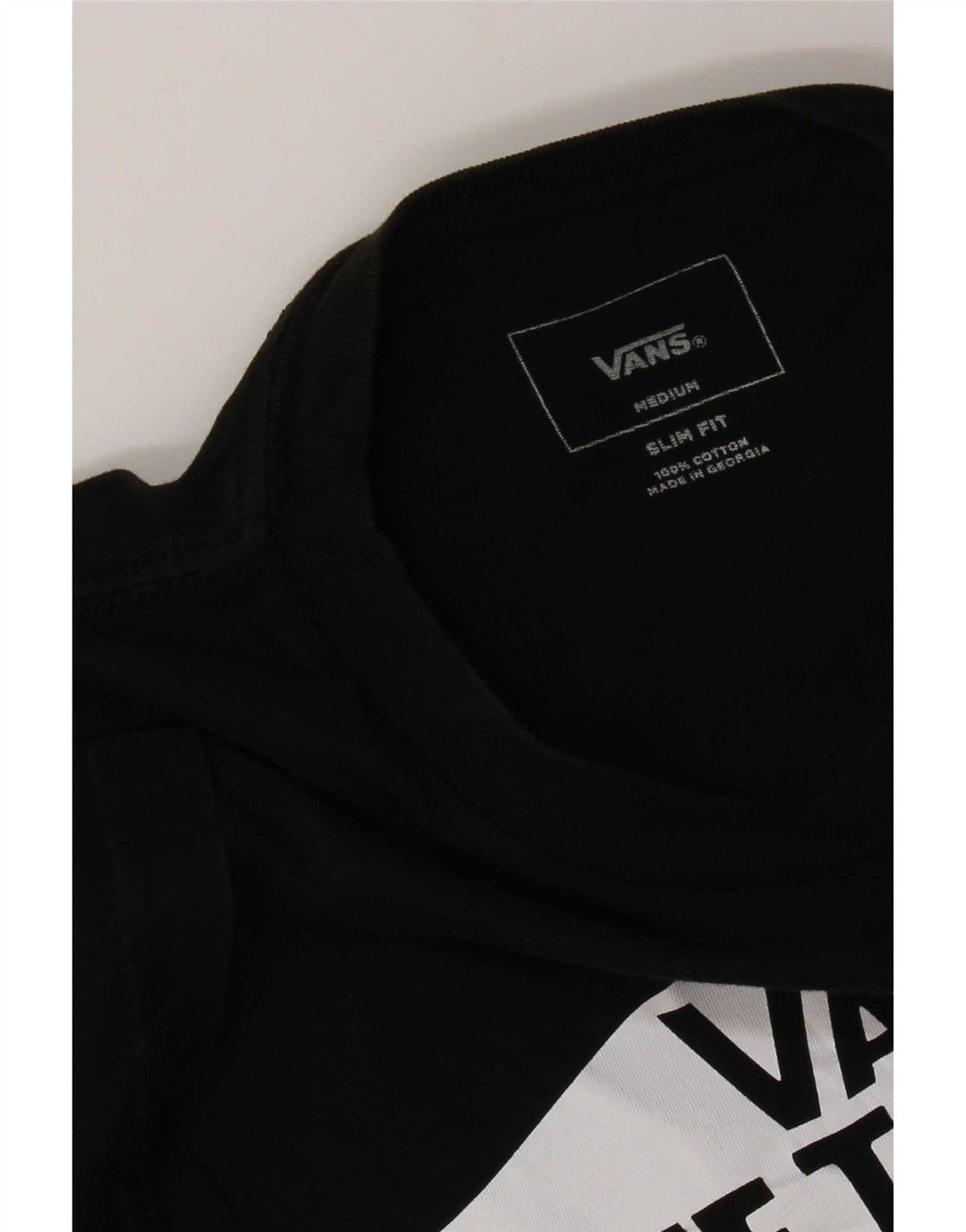 Vans Herre Slim Fit Grafisk T-Shirt Top Medium Sort Bomuld