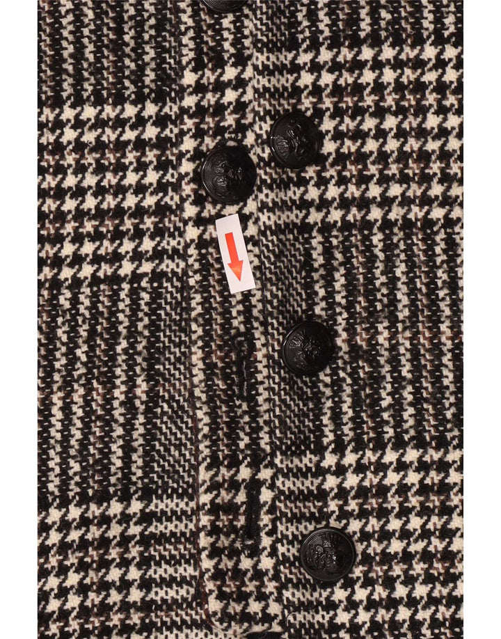 Zara Dame Overfrakke UK 12 Medium Grey Houndstooth Akryl