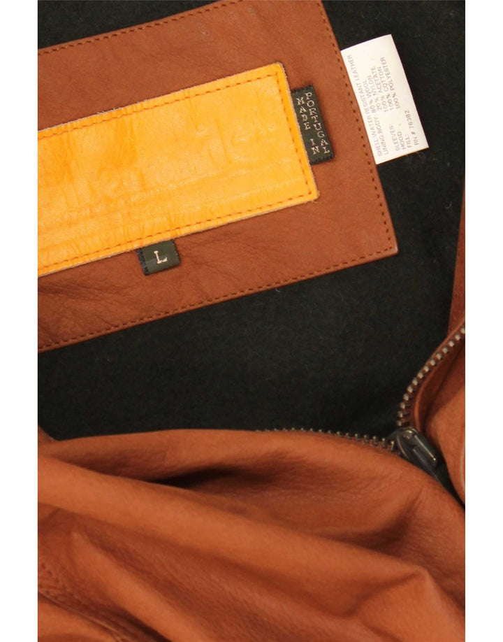 Timberland Herre Hooded Læderjakke UK 40 Large Brown