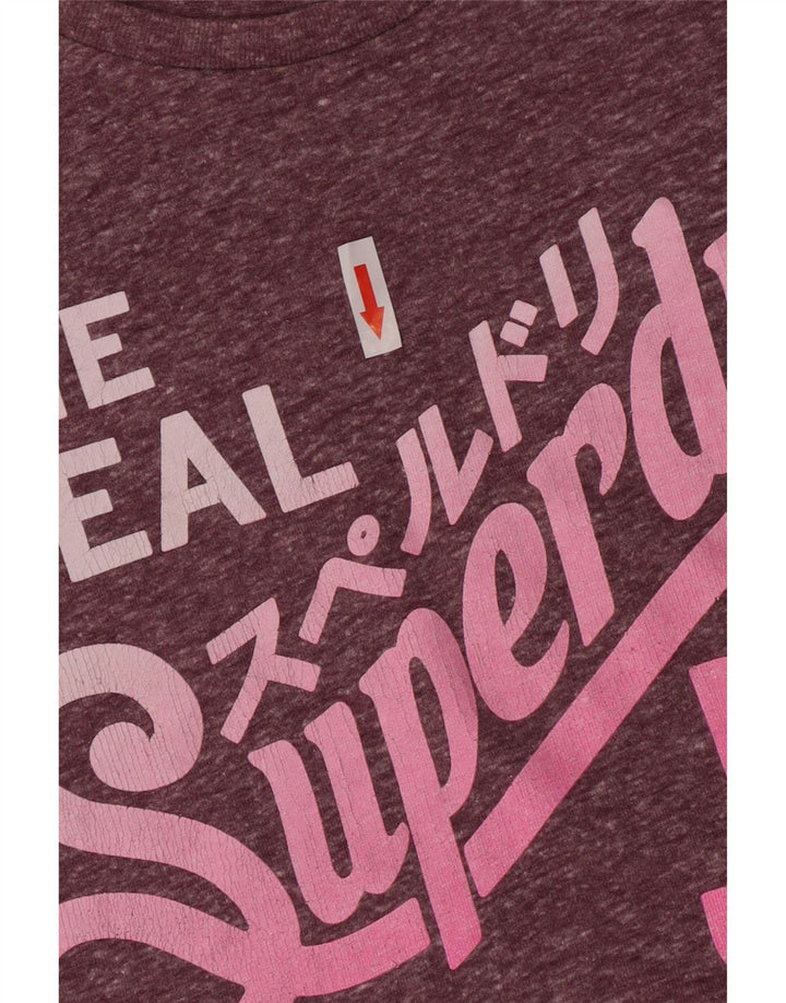 Superdry Graphic T-Shirt Top UK 10 Lille Lilla Polyester