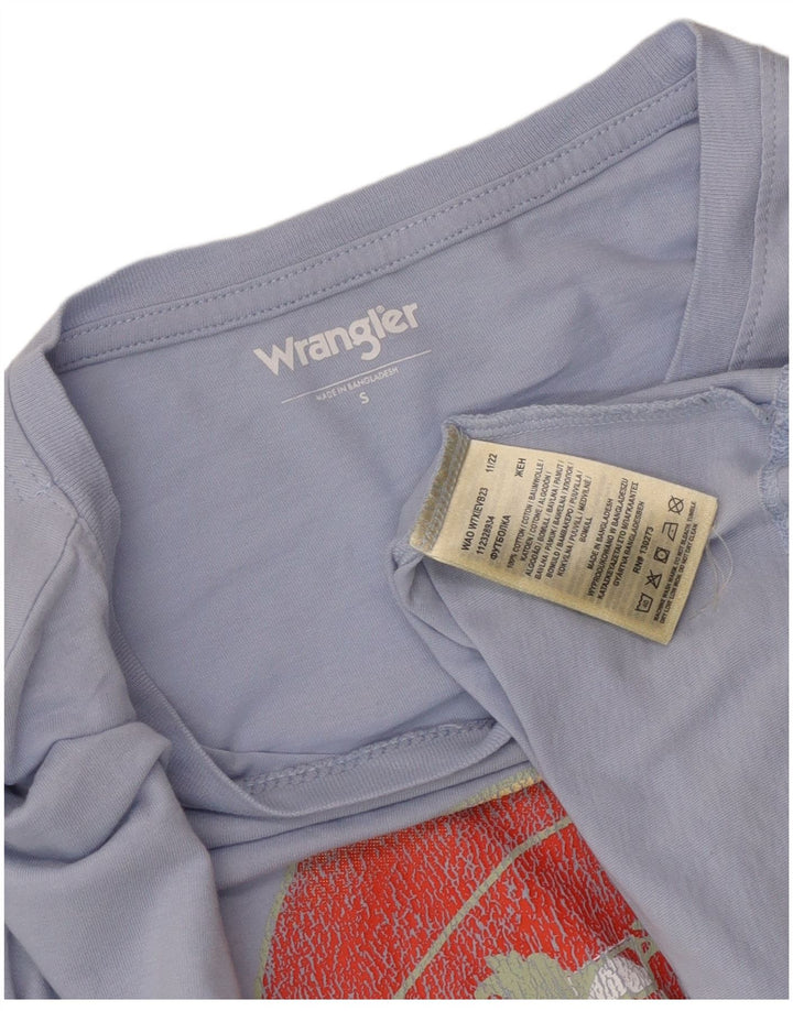 Wrangler Dame Oversized grafisk T-shirt Top UK 10 Small Blue Cotton