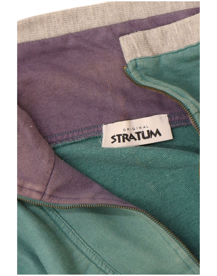 Vintage Herre Loose Fit Grafisk Sweatshirt Jumper Medium Grøn Stribet