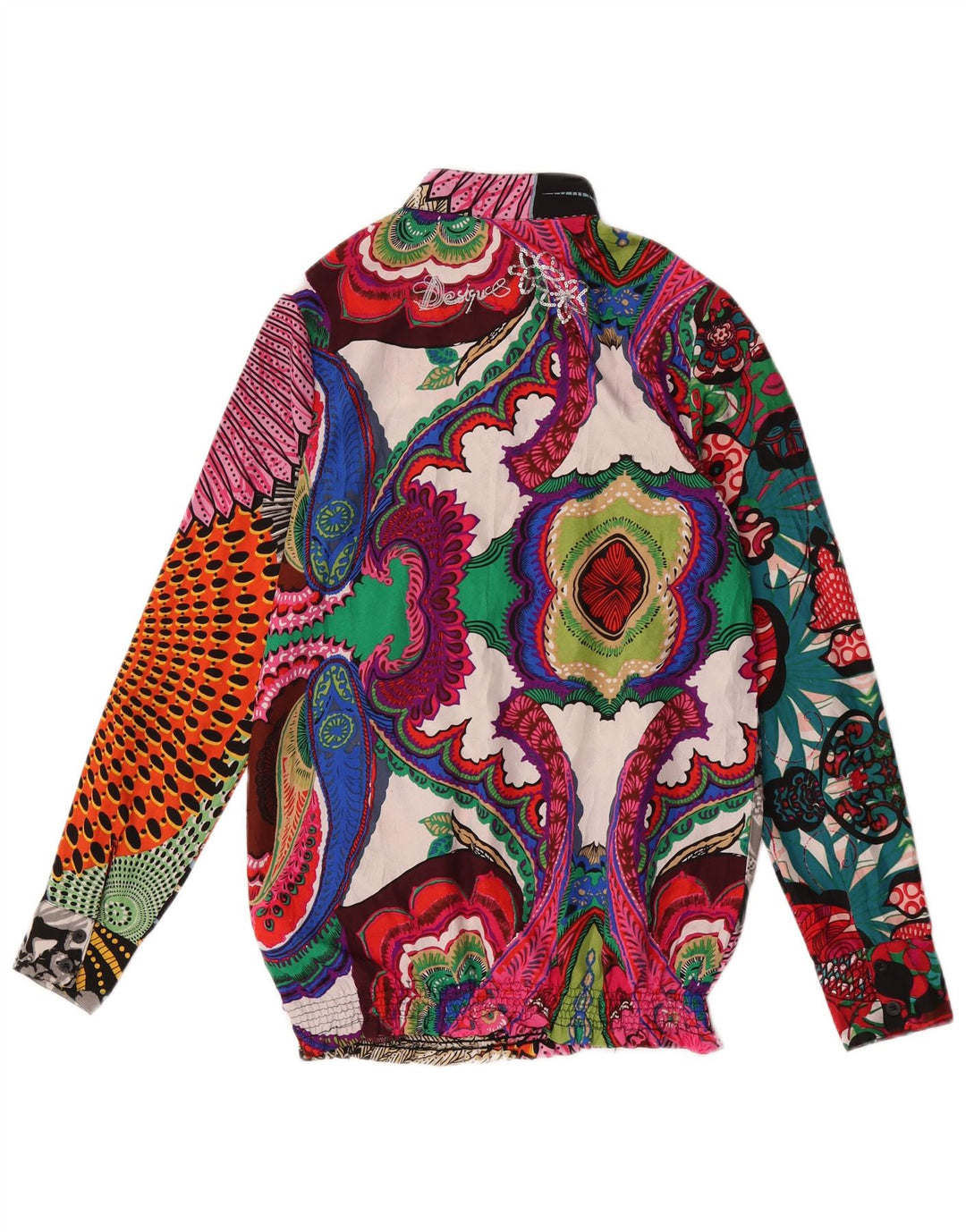 Desigual Dame Pullover Shirt Bluse UK 10 Small Multicolored Patchwork