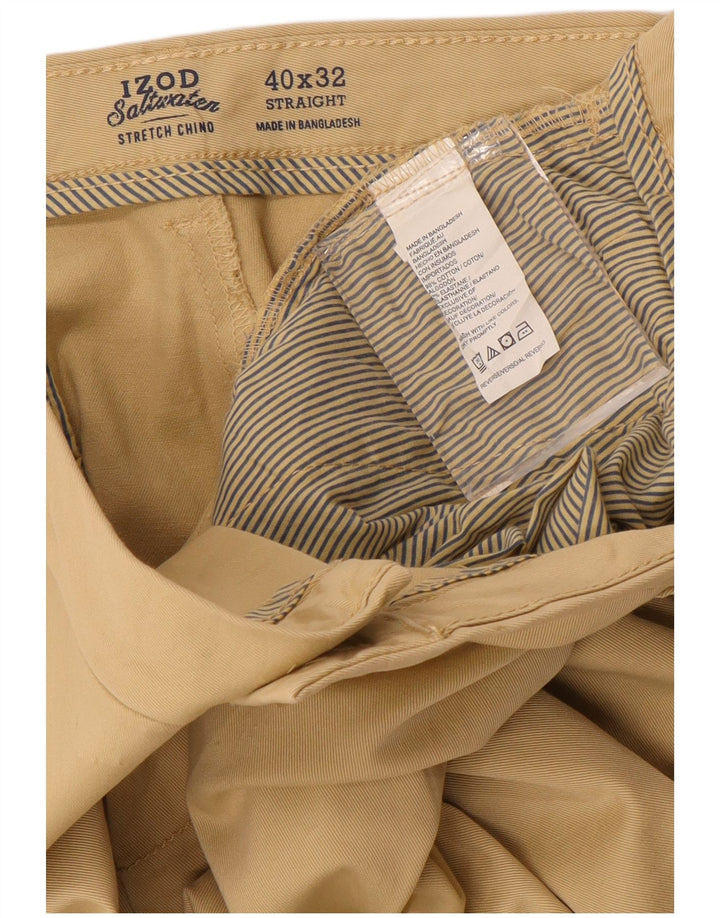 Izod Straight Chino Bukser til mænd W40 L32 Beige Bomuld