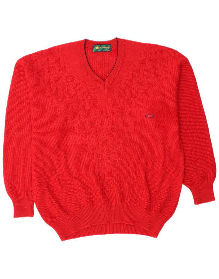 IL GRANCHIO Herre V-hals sweater Stor Rød