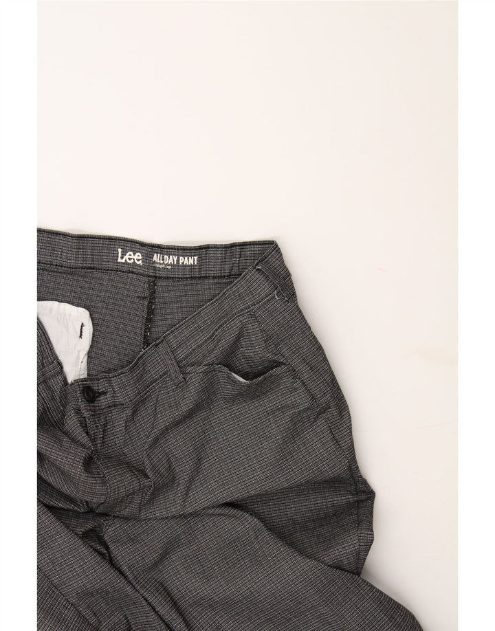 LEE Womens Straight Casual Trousers US 14 XL W36 L31 Grey Check Polyester Vintage Lee and Second-Hand Lee from Messina Hembry 