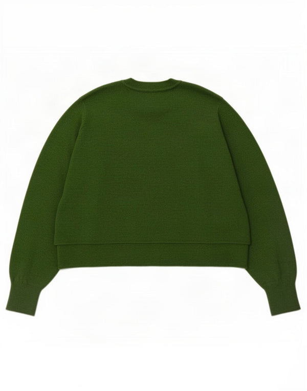 Zara Womens Crop Oversized Crew Neck sweater UK 10 Small Green