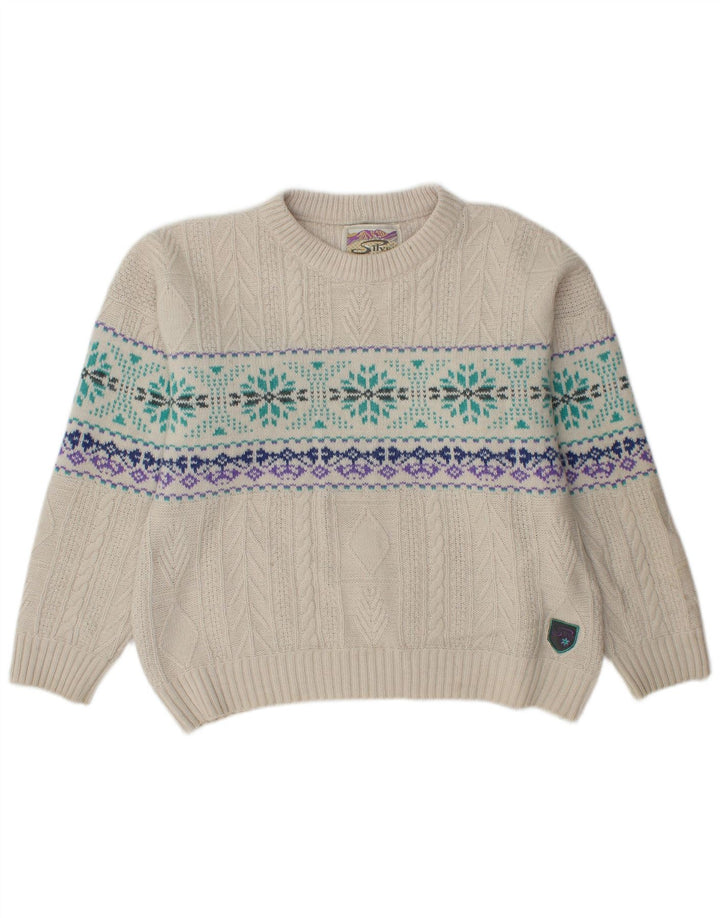 Silvy Herre Crew Neck sweater IT 50 Medium Off White Fair Isle