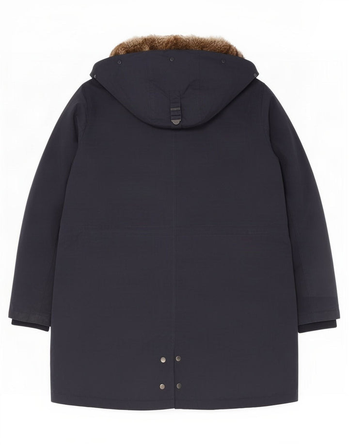 Marks & Spencer Dame Hooded Parka Jacket UK 20 3XL Navy Blue Polyester