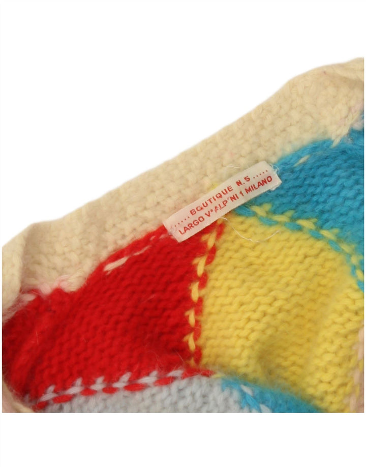 VINTAGE Dame Cardigan Sweater UK 14 Stor flerfarvet Argyle/Diamond