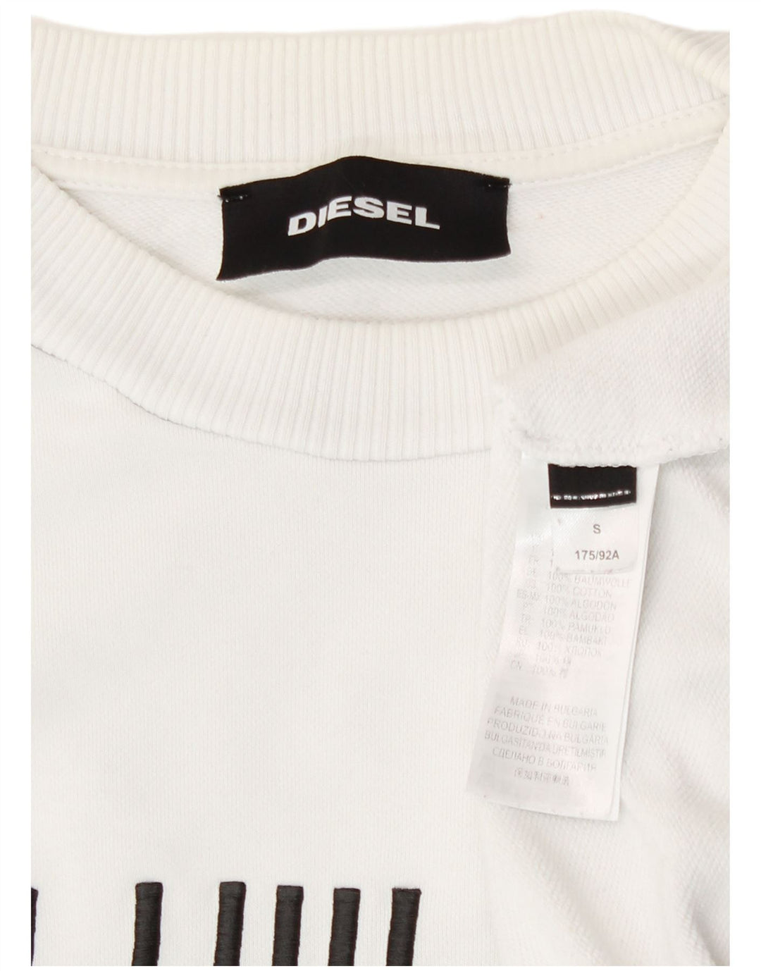 Diesel Herre Grafisk Sweatshirt Jumper Lille Hvid Bomuld