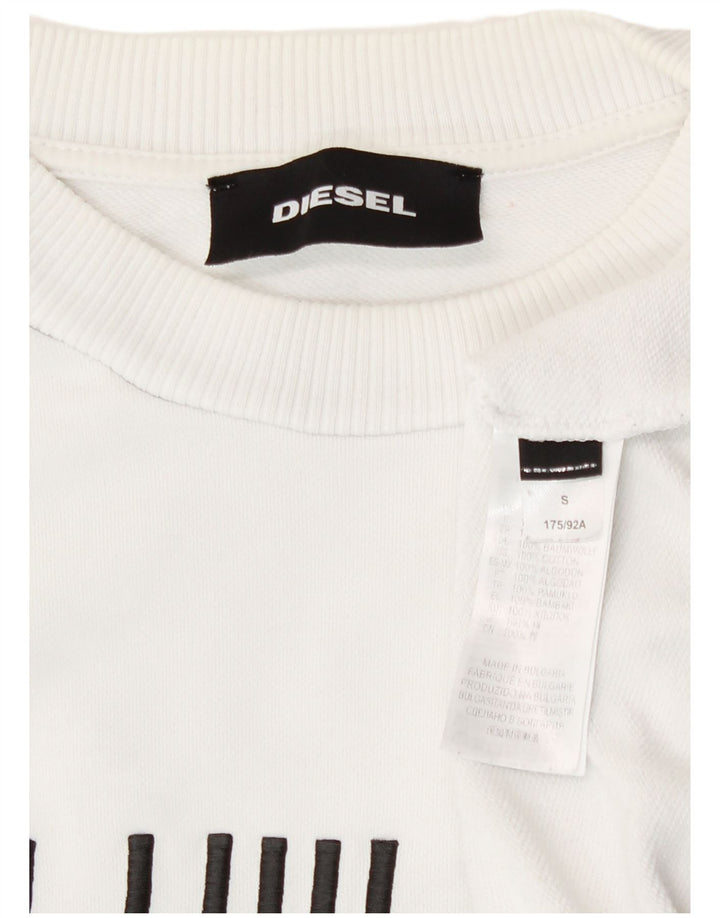 Diesel Herre Grafisk Sweatshirt Jumper Lille Hvid Bomuld