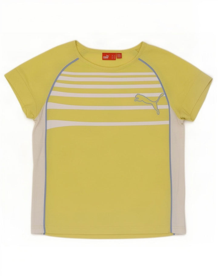 Puma T-Shirt Top UK 12 Medium Gul Stribet