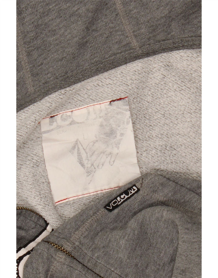 VOLCOM Dame Grafisk Hættetrøje Sweater UK 16 Stor Grå