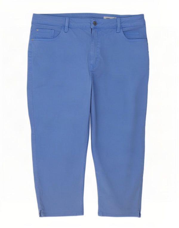 Marks & Spencer Dame Capri Bukser med høj talje UK 22 3XL W40 L22 Blå