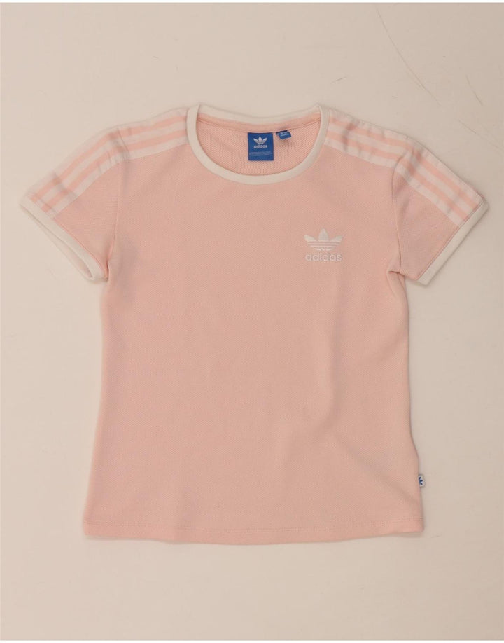 ADIDAS Dame T-Shirt Top UK 8 Small Pink Polyester