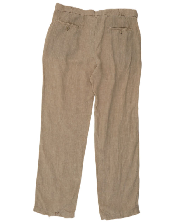 Marks & Spencer Mens Blue Harbour Straight Casual Trousers W38 L33 Beige