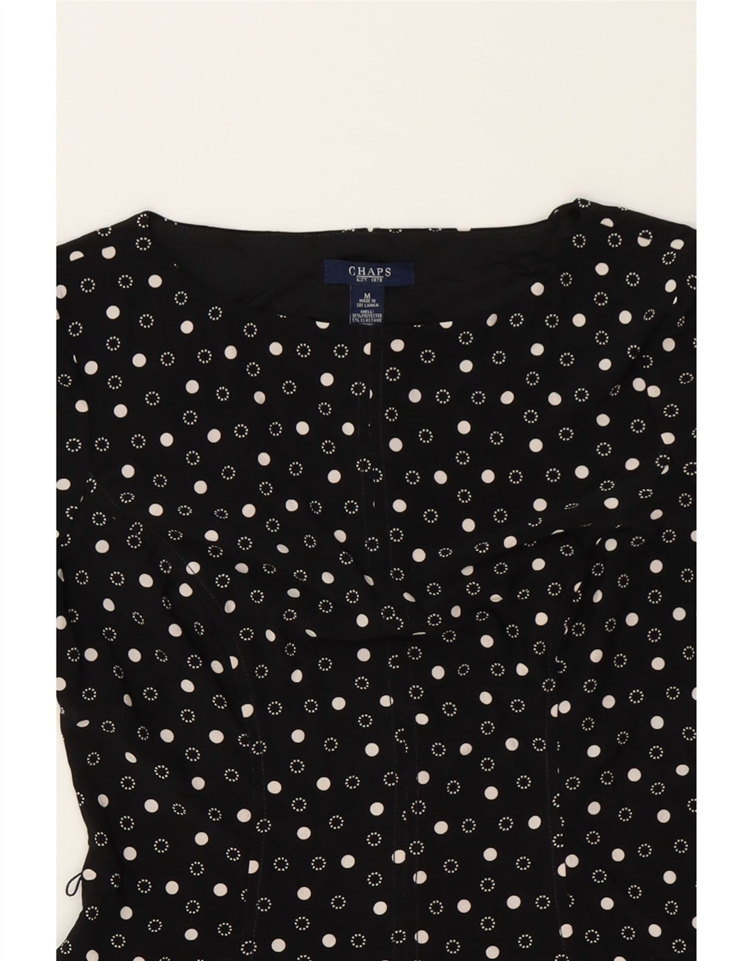 CHAPS Womens 1/2 Sleeve A-Line Dress UK 12 Medium Black Spotted Polyester Vintage Chaps and Second-Hand Chaps from Messina Hembry 