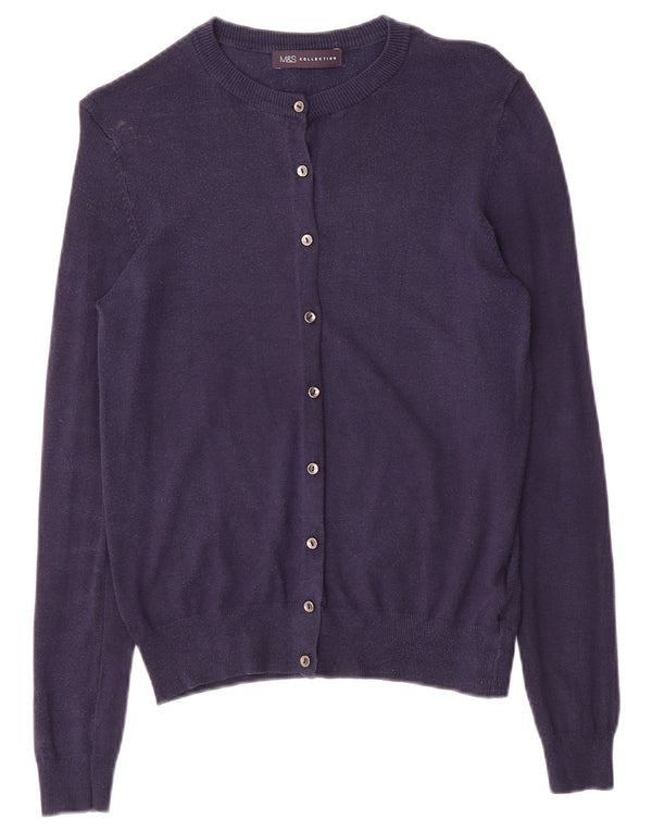 Marks & Spencer Dame Cardigan Sweater UK 12 Medium Navy Blue Viscose