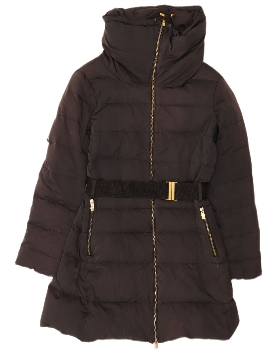 Zara Womens Polstret Frakke UK 12 Medium Black
