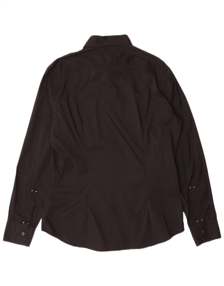 TRUSSARDI JEANS Herreskjorte Stor sort bomuld