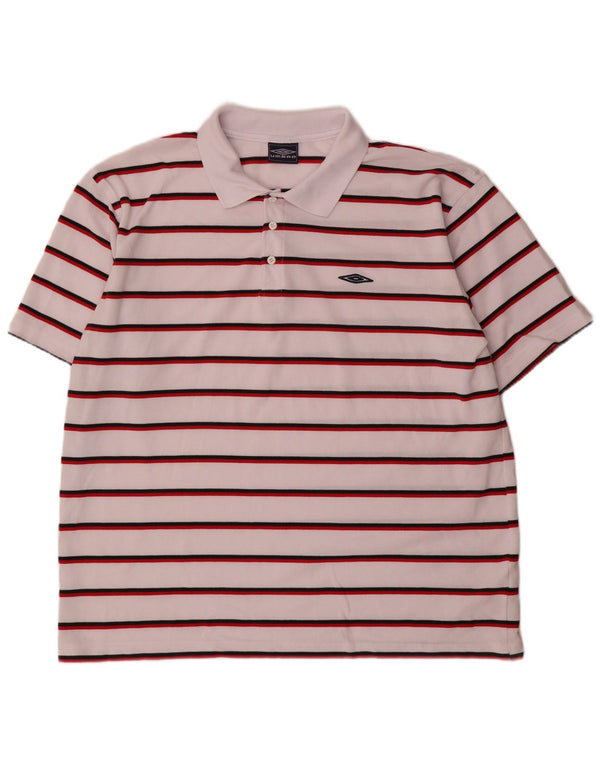 Umbro Herre Polo Shirt 2XL Hvidstribet polyester