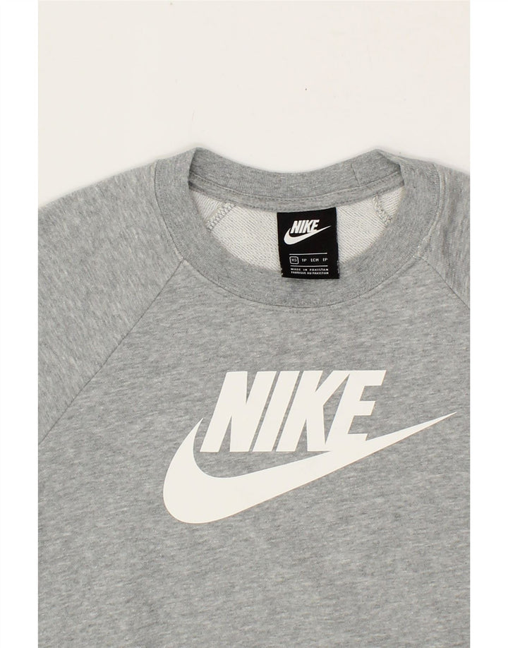 NIKE Womens Oversized Graphic Sweatshirt Jumper UK 6  XS Grey Cotton Vintage Nike and Second-Hand Nike from Messina Hembry 
