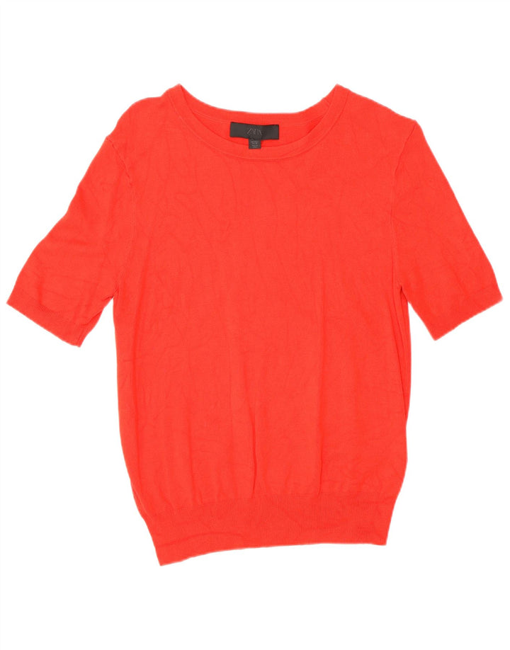 Zara Dame Bluse Top UK 14 Stor rød viskose