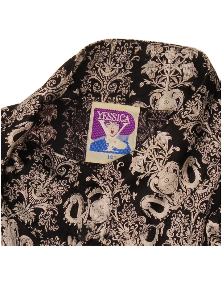 YESSICA Womens Shirt Blouse US 14 XL Black Paisley Polyester