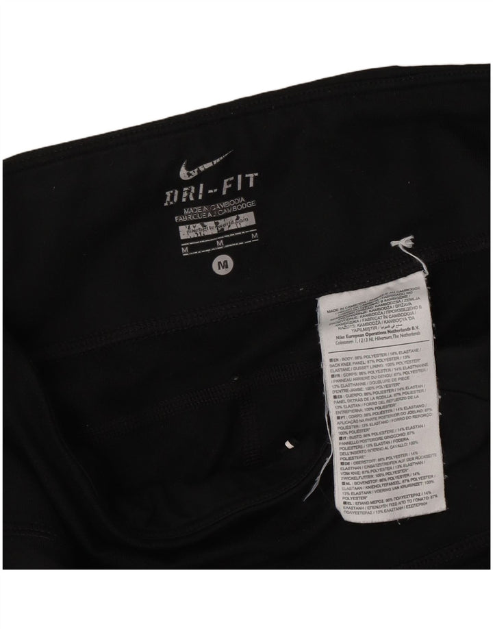Nike Dame Dri Fit Leggings UK 12 Medium Sort Polyester