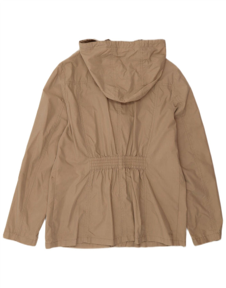 Fat Face Dame Hooded Utility Jacket UK 14 Stor Beige Bomuld