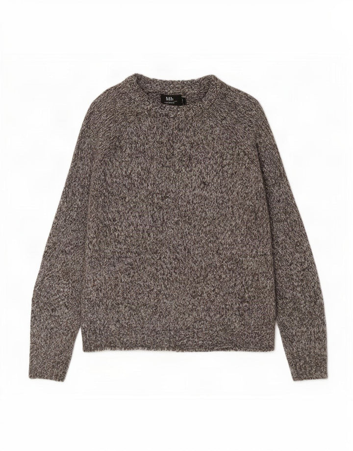 Zara Herre Boat Neck Jumper Sweater Stor Grå Flecked