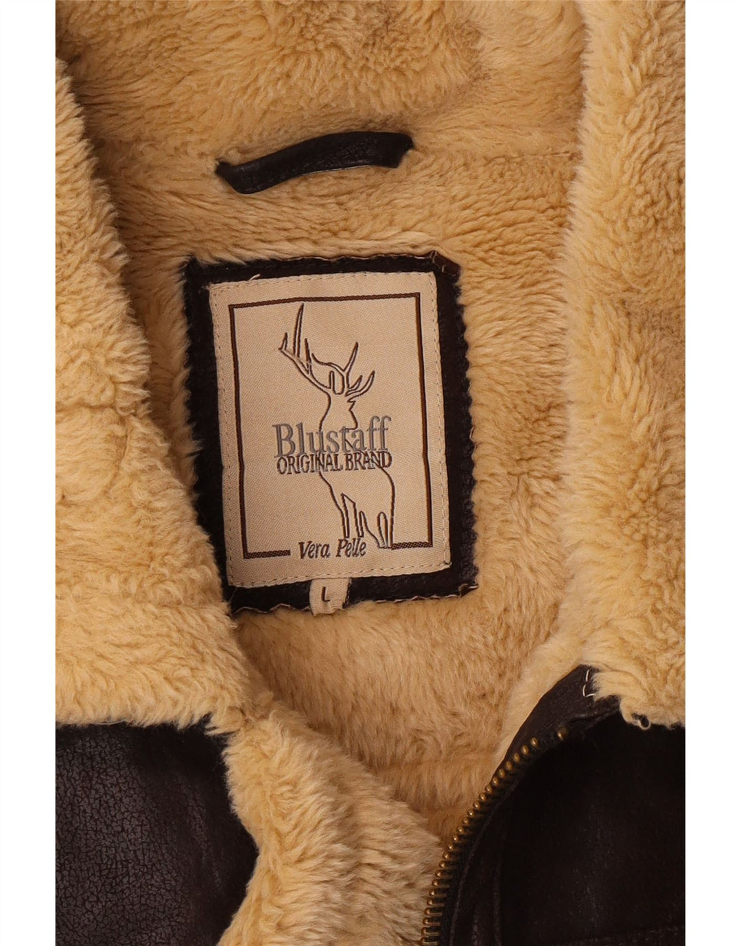 BLUSTAFF Shearling-jakke til kvinder UK 16 Stor brunt læder