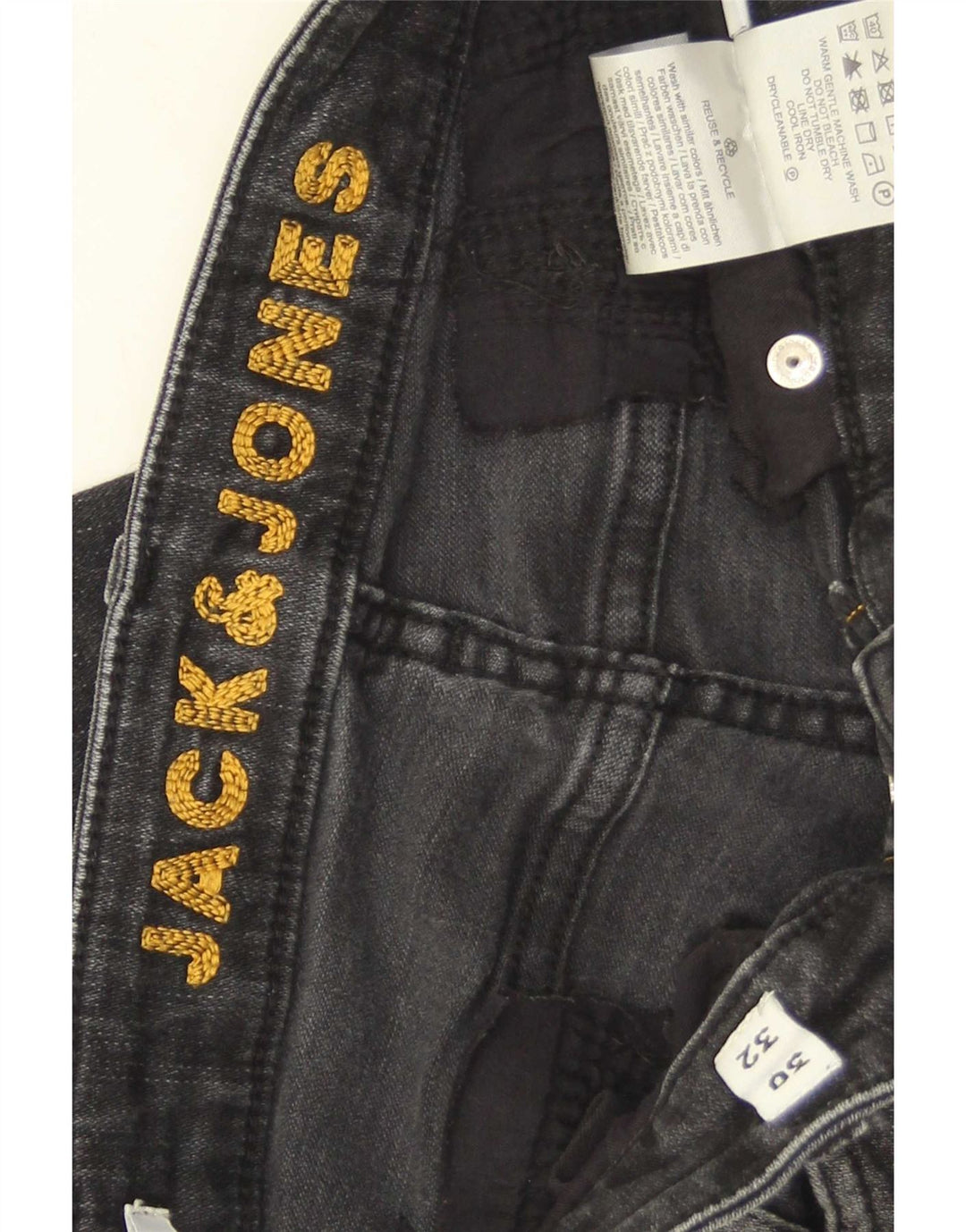 Jack & Jones Herre GLENN Distressed Slim Jeans W30 L32 Grå Bomuld
