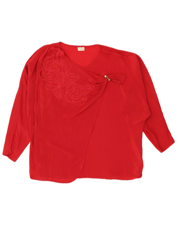 Vintage Dame Loose Fit Bluse Top IT 42 Medium Red Acetate