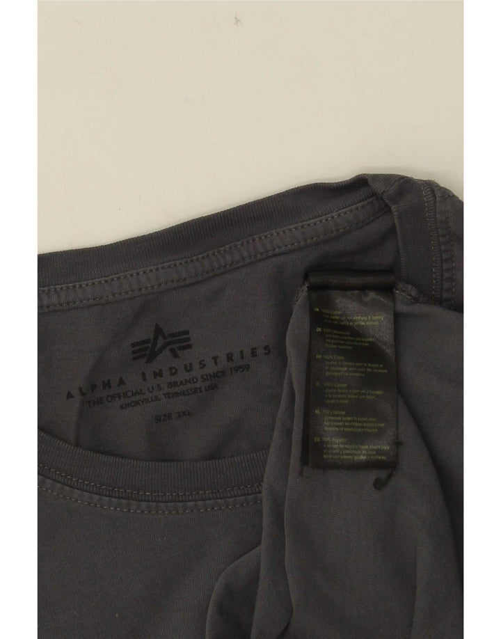 Alpha Industries Herre Grafisk T-Shirt Top 3XL Grå Bomuld